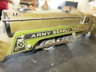 Vintage Marx Army Supply Train 500 Locomotive & Passenger Car Prewar O Scale 2