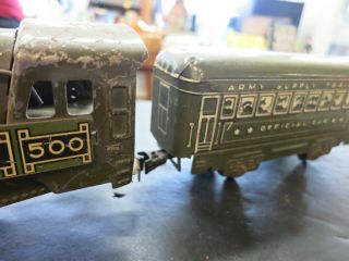 Vintage Marx Army Supply Train 500 Locomotive & Passenger Car Prewar O Scale 3