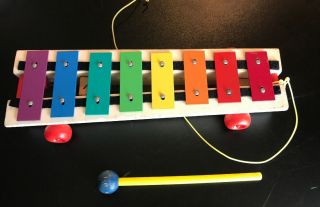 Vintage 1964 1978 870 Fisher - Price Pull - A - Tune Xylophone With String