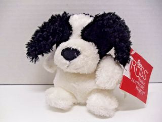 Russ Luvvies Dog Lisa Plush Black White 5 " Tall Stuffed Animal