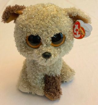 Ty Beanie Boos Rootbeer Tan And Brown Puppy Dog With Orange Glitter Eyes 9” Mwmt