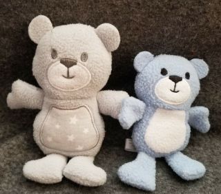 Cutie Pie Set Of 2 Fleece Teddy Bears,  Blue And Gray Stuffed/plush - 1 5 ",  1 6 "