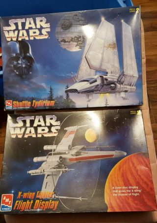 2 Amt Star Wars Model Kits; Darth Vader Shuttle Tydirium & X Wing Fighter