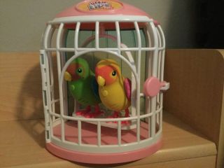 Little Live Pets Pink Cage My Love Birds Set Romeo Juliet Interactive Animal