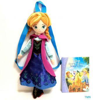 Disney Frozen Anna Backpack Plush 18 " Stuffed Doll Toy With Hc Book