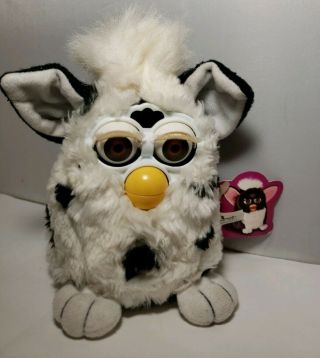 Furby Model 70 - 800 White With Black Spots Brown Eyes 1999 No Box Not.