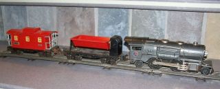 Lionel O Gauge Very 259e Tinplate Prewar Steam Locomotive & 2 Cars