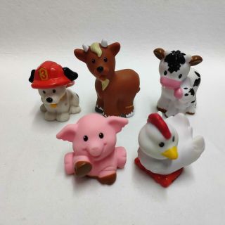 5x Fisher Price Little People Farm Barn Animals Pig Chick Hen Cow Calt Goat Dog