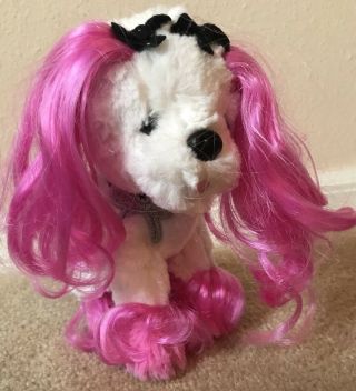 Demdaco Nat & Jules Princess Of Beverly Hills Plush Stuffed Dog Pink & White 6 "