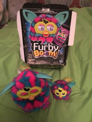 Furby Boom Pink / Blue / Teal W/ Hearts Talking Hasbro Interactive