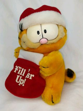 Vintage Dakin Garfield Cat Plush Santa Fill 