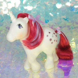Vintage My Little Pony Moondancer White Unicorn Red Hair Moon Stars G1 Mlp Bd40