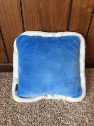 Furry Blue White Polar Bear Plush Square Pillow 14x14 2