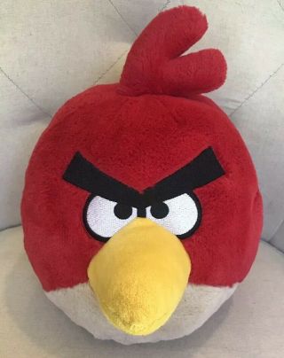 Angry Birds 11 " Red Plush Red Bird W/sound 2011 Stffd Animal Euc Soft Gm/tv/mvie
