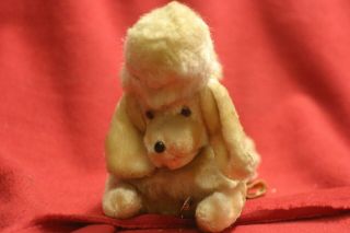 Vintage Mop - Pets Musical Straw Stuffed Poodle Dog.  S.  Rosenberg Co.  Inc.  Japan