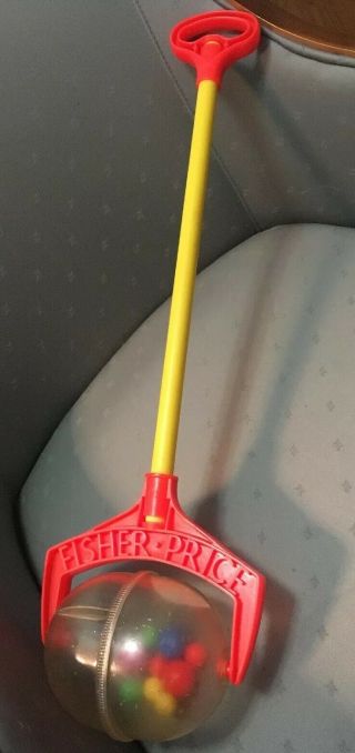 Vintage Fisher Price Rattle Ball Push Toy