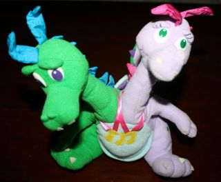 Zak And Wheezie Plush Doll Dragon Tales Show 1999 Two Headed Green & Purple 11 "
