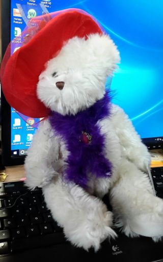 Ganz 12 " Red Hat Society White Teddy Bear