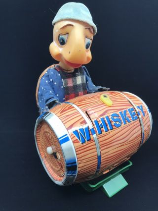 Vintage Mac The Turtle Whiskey Barrel Tin Yonezawa Japan Battery Op Old Toy