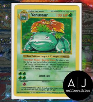 Venusaur 15/102 Pokémon Card Base Set Rare Holo Shadowless