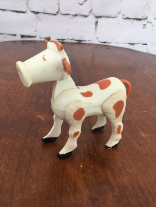 Vintage Fisher Price Little People Farm Animal Cow White Brown