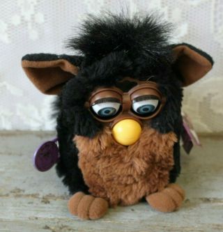 Vintage 1999 Black And Brown Furby With Tags Model 70 - 800