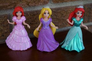 Figure Disney Princess Rapunzel Ariel Magic Clip Doll Dresses Polly Pocket Toys