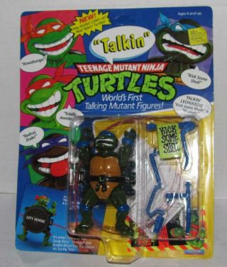 1991 Teenage Mutant Ninja Turtles Talking Talkin Leonardo Action Figure