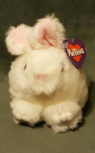 1997 Puffkins By Swibco Stuffed Plush Animal " Lucky " Bunny Rabbit 5 " W/ Tags