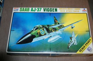 Vintage 1/48 Esci Saab - Scania Aj - 37 Viggen Swedish Strike Jet In Open Box