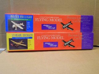 2 Dumas Model Airplane Kits " Stinson Voyager " & " Mister Mulligan " Vintage Box