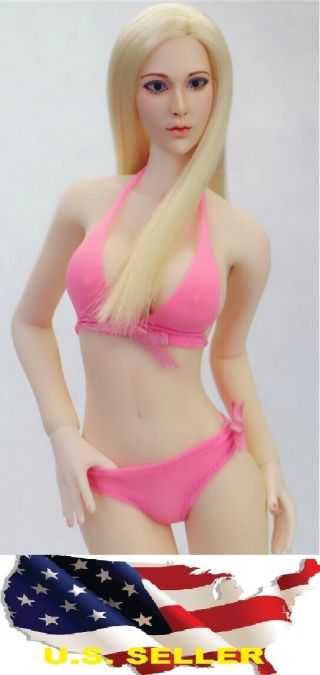 1/6 Woman Classic Pink Bikini Swimsuit Set For Phicen Hot Toys Kumik