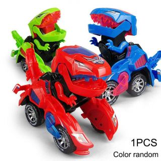 Transforming Dinosaur Led Car With Light Sound Kids Toy Gift