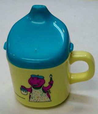 Vintage Lyons Group Toddler Yellow Barney Sippy Cup 1992 Lyons Group