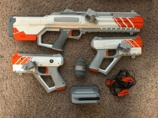 3 Gun Recoil Laser Tag Set With Grenade And Accessories.