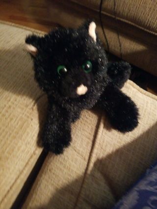 Ganz Webkinz Black Cat Green Eyes Soft Plush Stuffed Animal Toy 8” Hm135 Euc