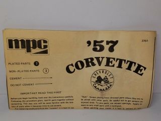 1/25 MPC 1957 CHEVROLET CORVETTE UNSEALED MODEL KIT 6
