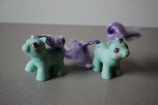 Vintage My Little Pony Baby Twins,  Puddles And Peeks,  1980 