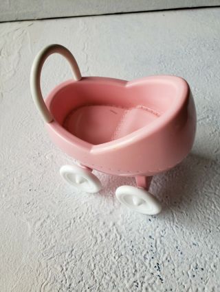 Vintage Little Tikes Dollhouse Furniture Nursery Baby Stroller Buggy Pink