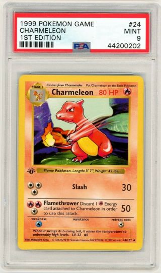 Pokemon 1st Edition Charmeleon Psa 9 - 1st Edition Shadowless Base 24/102