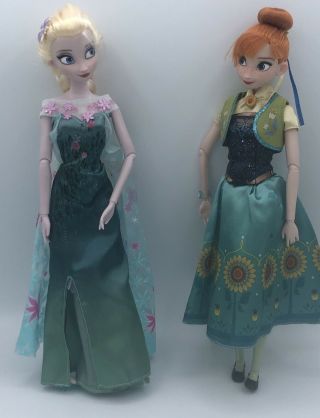 Disney Store Official Summer Solstice Anna Elsa Dolls 12 " Frozen Fever Set Rare