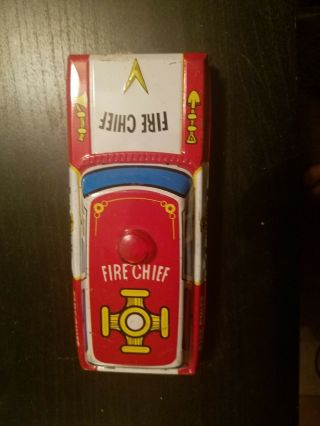 Tin Litho Friction Fd Fire Chief Car Vintage Mf 272 Made In China