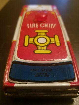Tin Litho Friction FD Fire Chief Car Vintage MF 272 Made in China 3