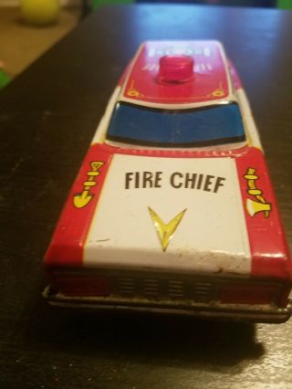 Tin Litho Friction FD Fire Chief Car Vintage MF 272 Made in China 4