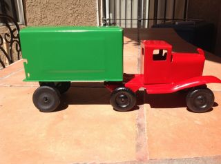 Antique 30 ' s Marx / Girard Truck And Trailer Set Pressed Steel 4