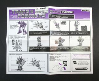 Transformers G1 Reissue STARSCREAM Commemorative Series II 2002 Incomplete 5