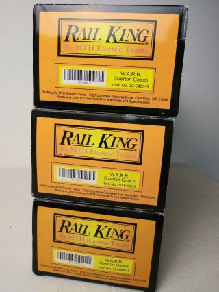 Rail King W.  A.  R.  R.  Overton Passenger Cars - set of 3 Numbers 12 16 8 2