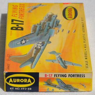 Vintage Aurora 491 - 50 Boeing B - 17 Flying Fortress Bomber Military Model BOX ONLY 4