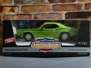 Ertl American Muscle 1970 Plymouth Cuda 1:18 Scale Diecast Barracuda Green Car
