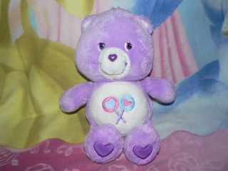 13 " Plush Purple Share Care Bear Lollipop Hearts Baby Boy Girl Gift Soft Toy